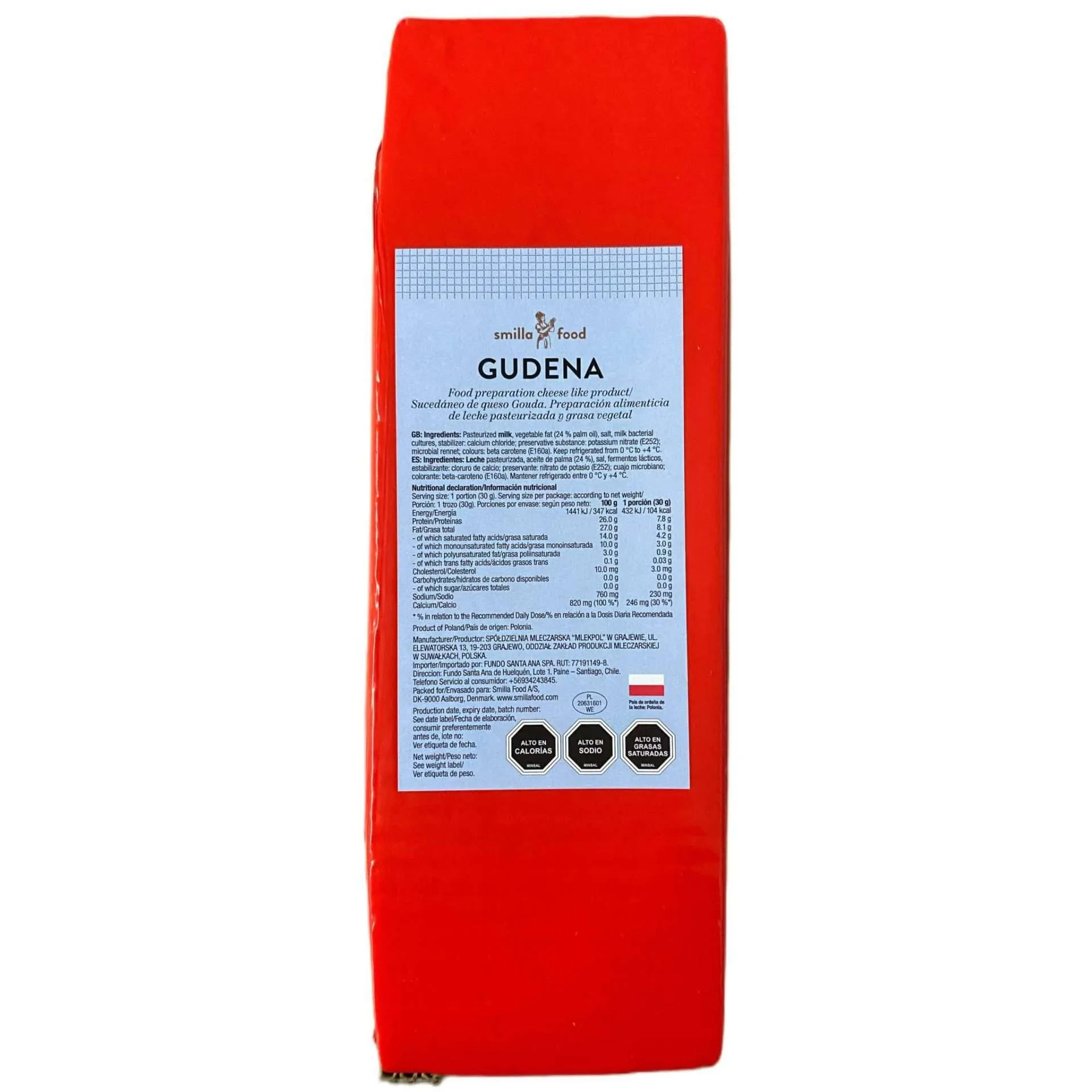 Queso Gauda sucedáneo Gudena Barra 3,5 Kg (4 Barras Por Caja)